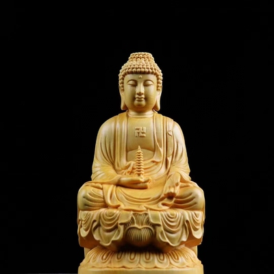 释迦摩尼坐佛像大日如来黄杨木雕