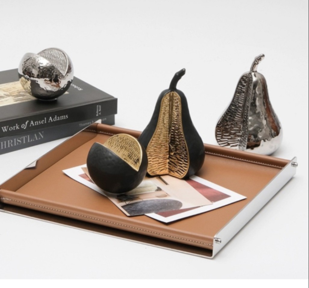 轻奢电镀瓷梨子橘子仿真水果