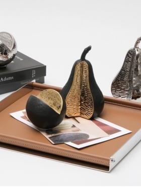 轻奢电镀瓷梨子橘子仿真水果