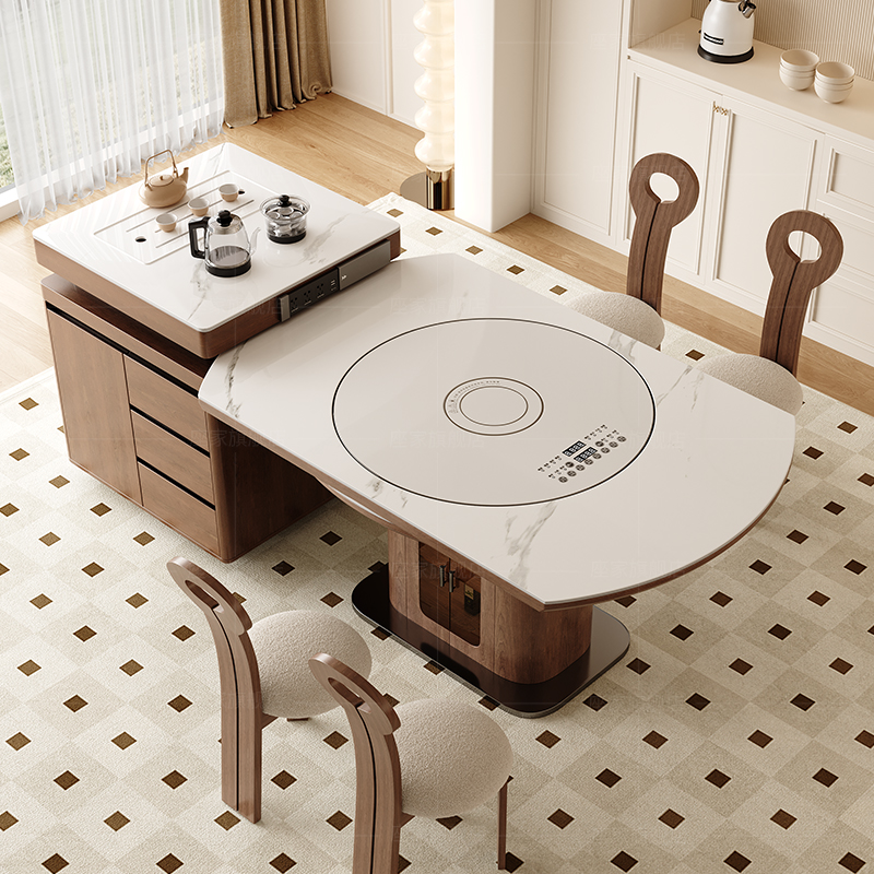 焕新补座家岩板岛台餐桌一体