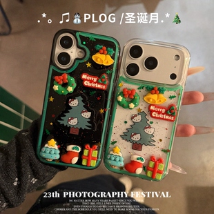 立体圣诞树kitty适用oppoA5 A3 A6pro手机壳findx9 8 7pro滴胶K13 K12 k11软壳A96 A72 A57 A58保护套a97防摔