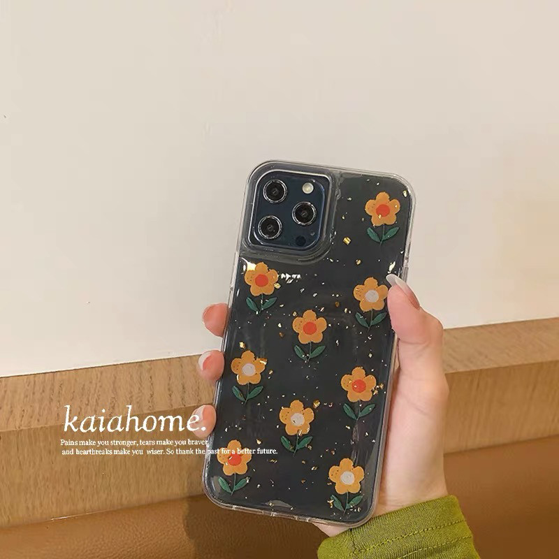 夏日滴胶小黄花适用三星S25 S24 S23plus手机壳S22 S21fe s20+软壳note20 10ultra透明A55滴胶A53保护套少女