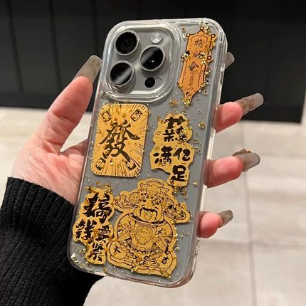 新年招财猫财神爷适用oppoReno14/13pro手机壳reno12/11/10/9/8/7se软壳RENO5K/4SE滴胶3PRO金箔ACE2保护套女