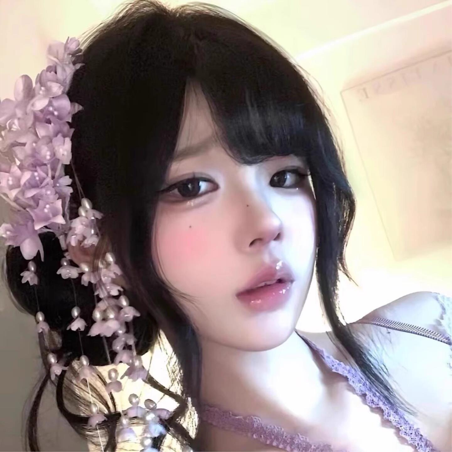 紫色铃兰花朵流苏头花发饰女侧边夹古风森系发夹日系头饰新娘发卡