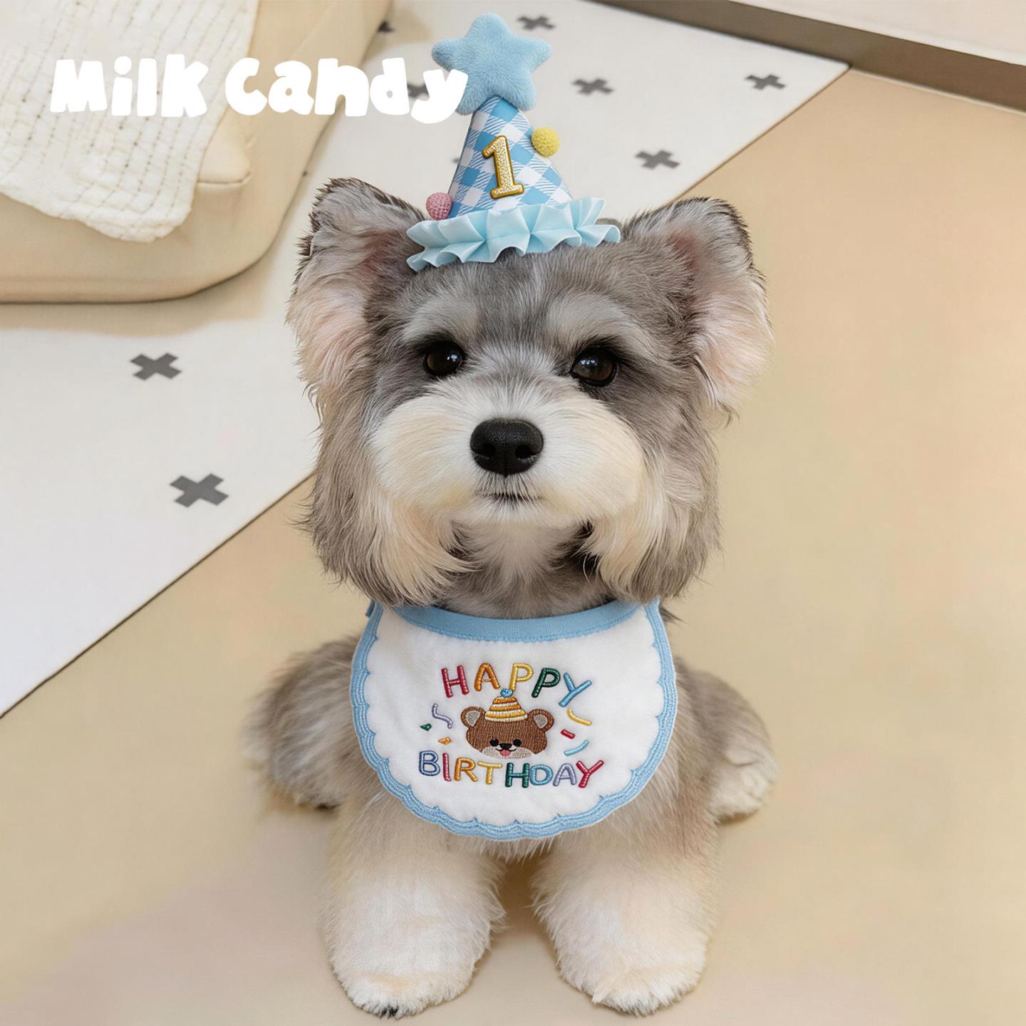 狗狗生日装饰小狗生日帽宠物口水巾围脖猫咪围兜围巾小猫生日道具