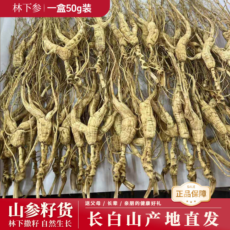 林下参长白山林下山参生晒参整支老参野生干人参泡酒煲汤山参礼盒