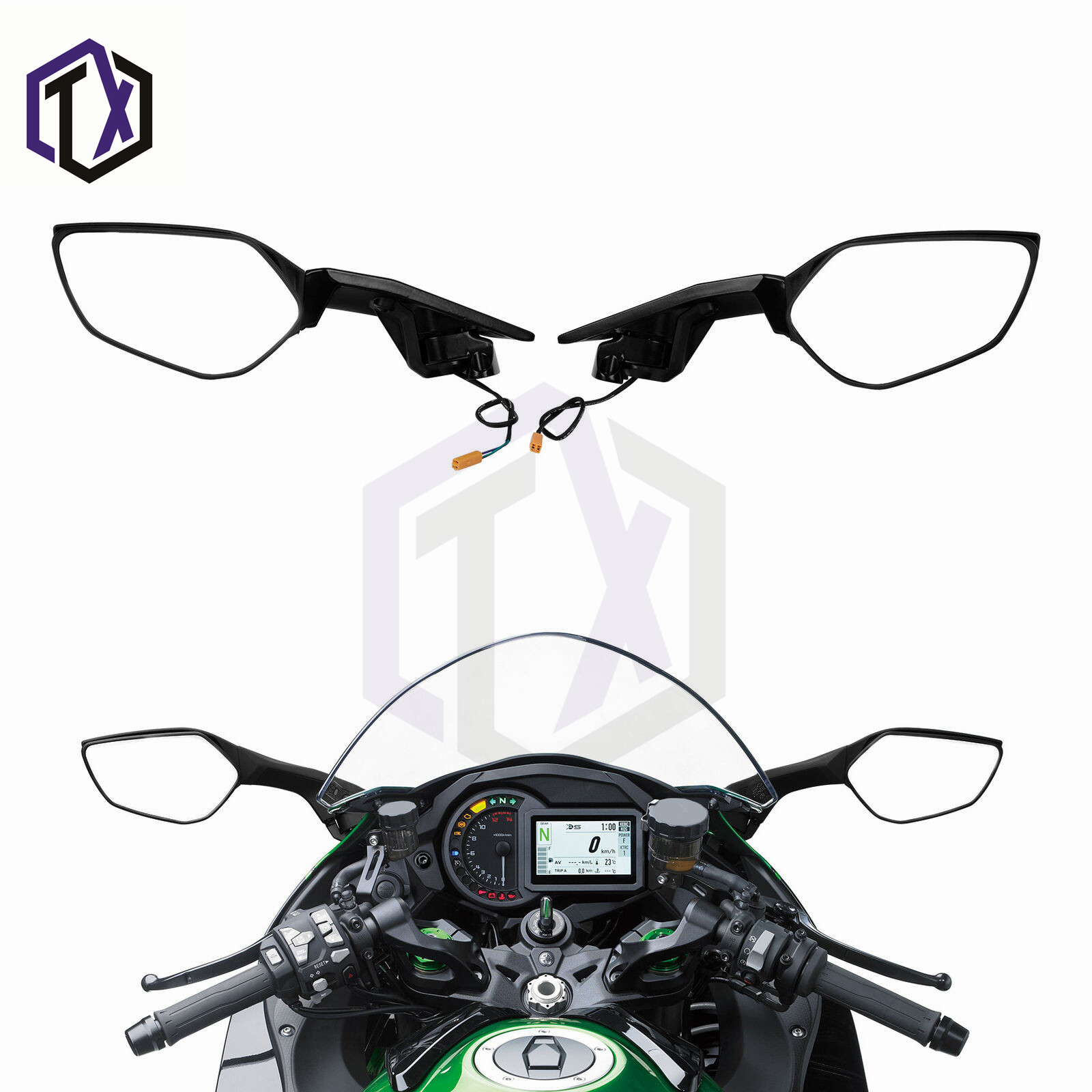 适用川崎ZX-10R 大牛16-20年 改装后视镜 反光镜 倒车镜带转向灯