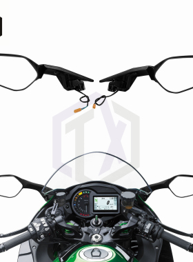 适用川崎ZX-10R 大牛16-20年 改装后视镜 反光镜 倒车镜带转向灯