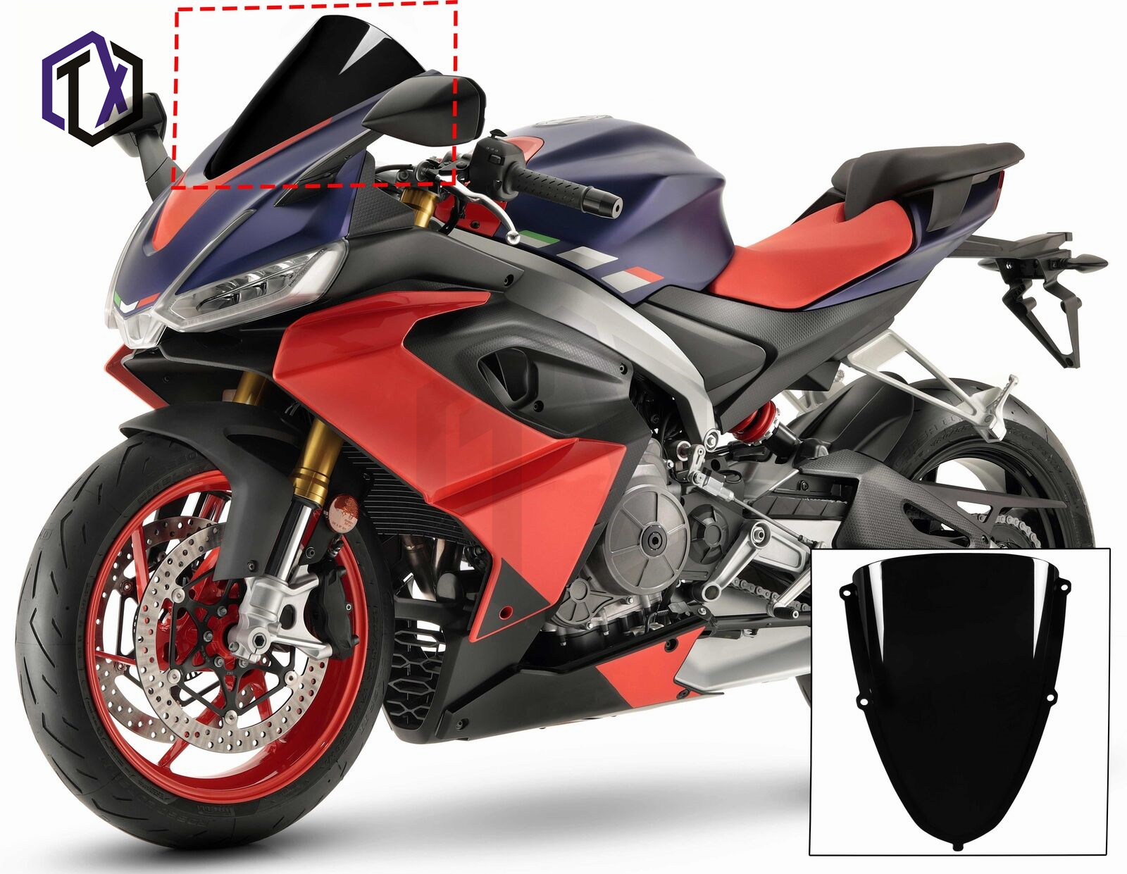 适用阿普利亚Aprilia RS660 20-22年 改装竞技加高前挡风玻璃风挡