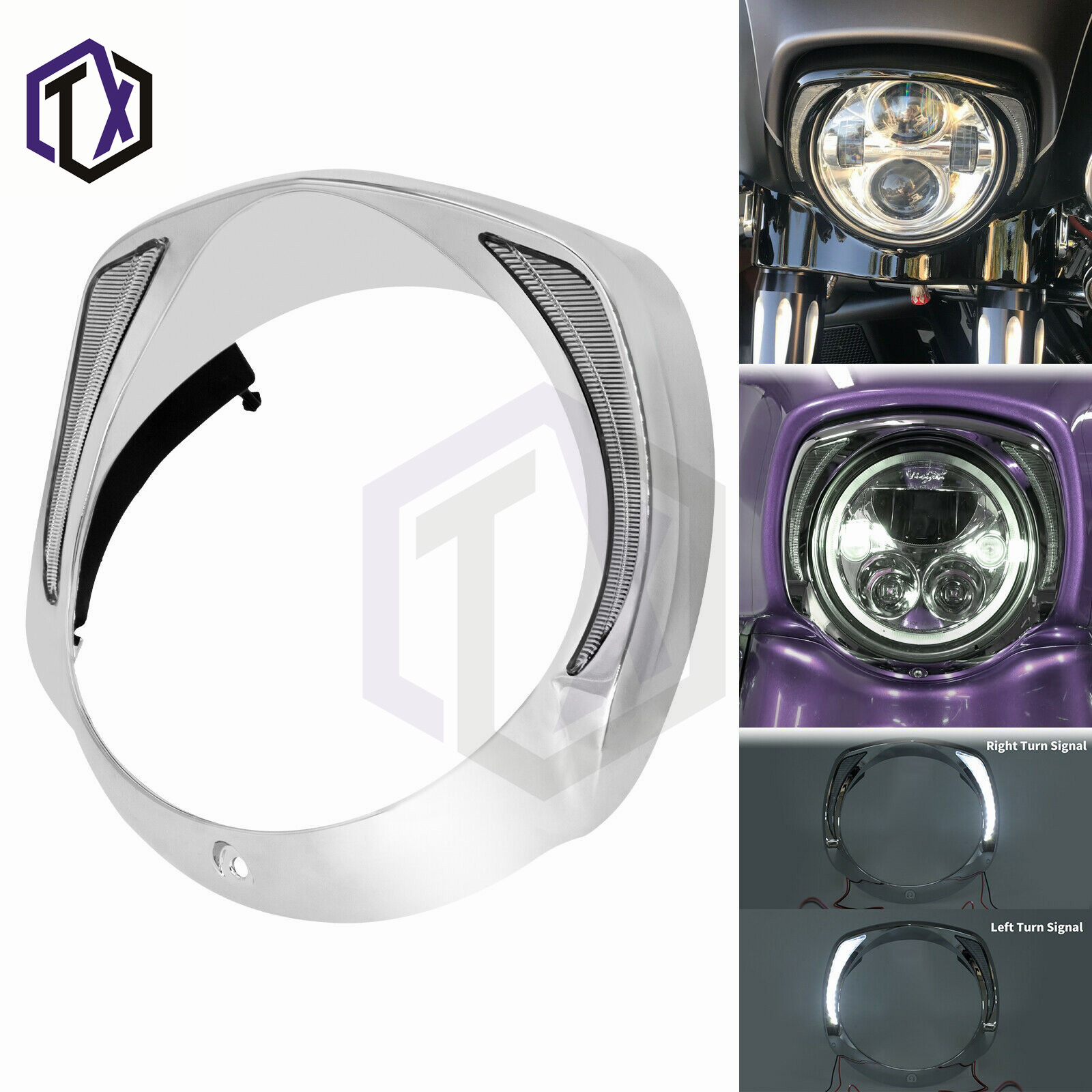 适用哈雷 旗舰滑翔 大道滑翔 正三轮 改装大灯罩 7寸LED装饰罩