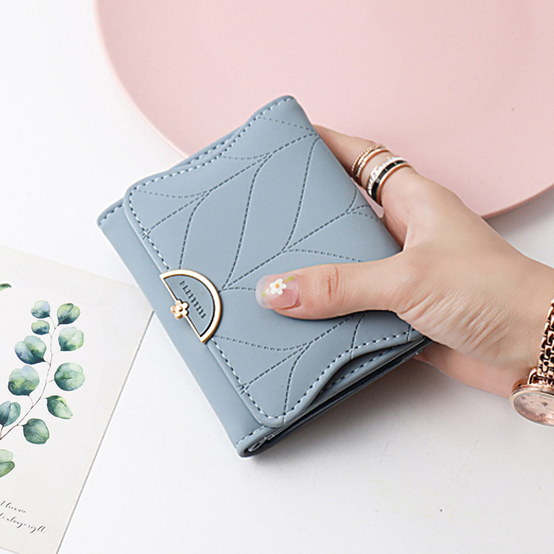 钱包女短款2021夏新款女士折叠大容量零钱包ins可爱花朵学生钱夹