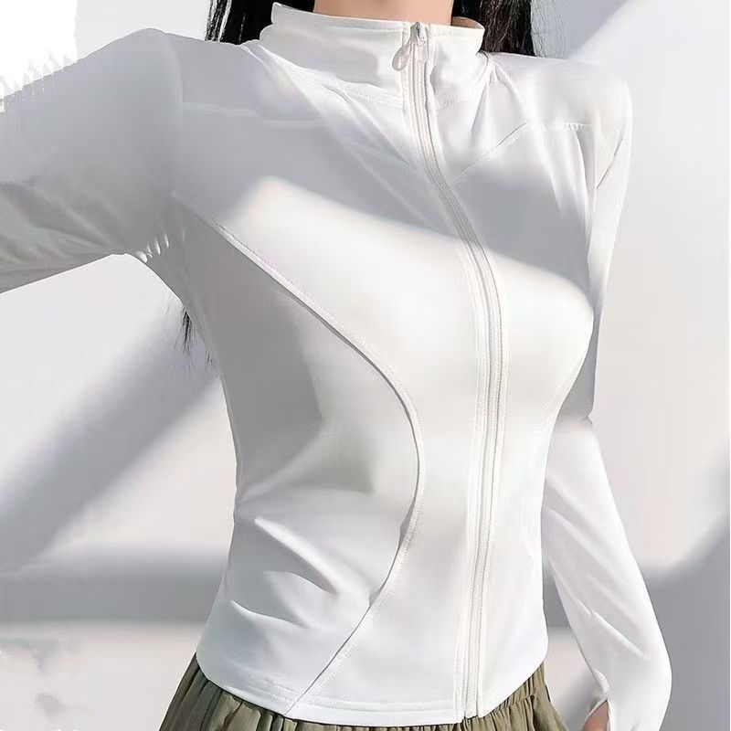 立领防晒衣冰丝速干短款瑜伽服女夏薄款户外骑行跑步防紫外线上衣