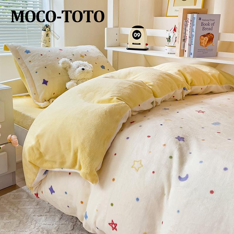 MOCO-TOTO水晶家纺牛奶绒三件套学生宿舍床单被套秋冬季床上用品