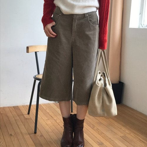 TABLE-阔腿裤女高腰宽松直筒中裤休闲百搭时髦舒适休闲短裤37227