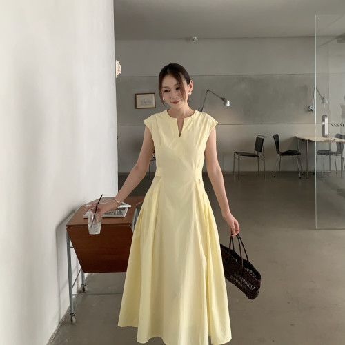 F.THREE三姐妹-夏上新法式无袖收腰小众高级设计感连衣裙91071