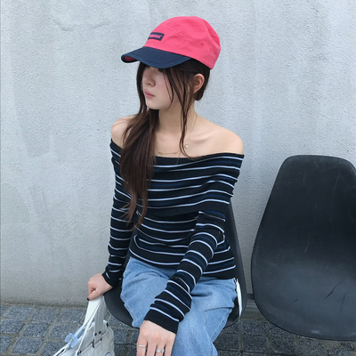 TABLE-条纹修身显瘦淑女针织开衫打底上衣韩系温柔气质针织衫8363