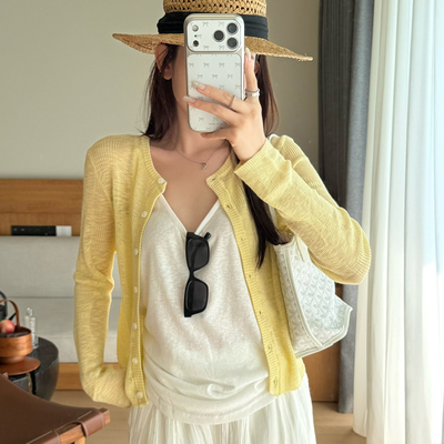 KAPOK-2026春季薄款显瘦针织防晒针织开衫(不含下装+内搭)26720