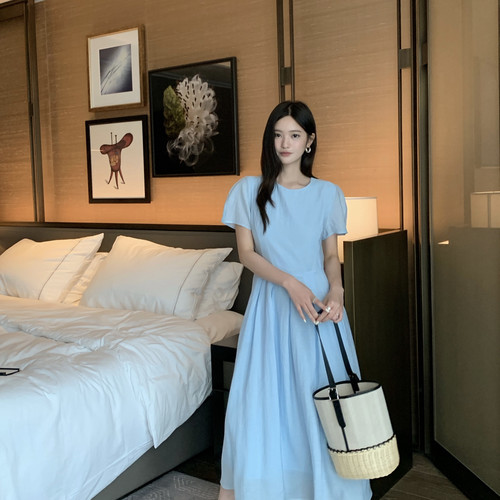 F.THREE三姐妹-夏上新高级法式温柔风洋气掐腰绑带连衣裙91052
