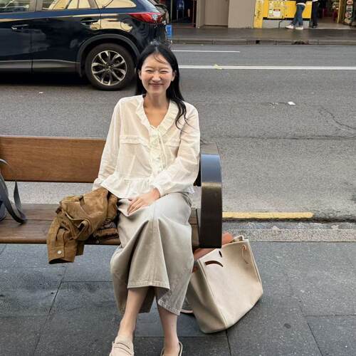 ACME-仙气小衬衣宽松褶皱荷叶边棉感长袖绑带小衫9X6301101560