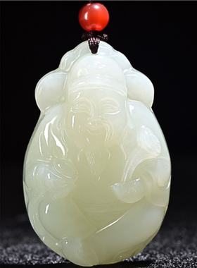 天然新疆和田玉文财神爷青