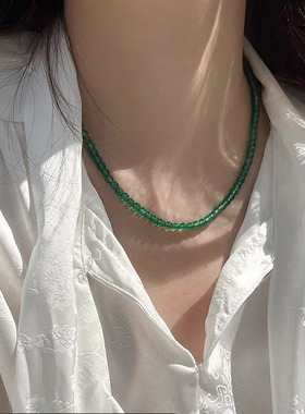 新中式国风绿色玛瑙玉髓翡