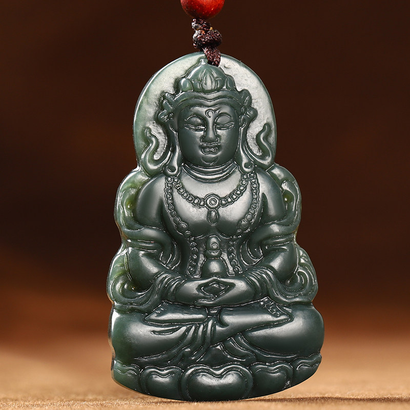 玉观音吊坠男士款保平安玉石项链菩萨玉佩玉牌挂件玉坠天然和田玉