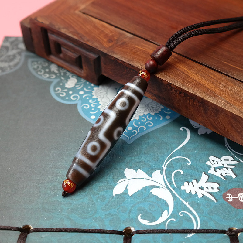 西藏天然真品至纯老矿大能同款二眼九眼天珠项链男女玛瑙吊坠