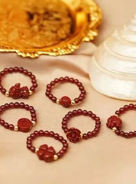 朱砂石榴戒指ins女高含量