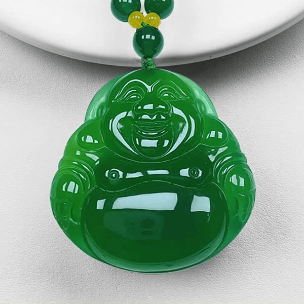 天然帝王绿佛公玉石吊坠笑脸大肚弥勒佛绿玉髓带证书礼盒
