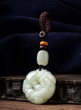 白玉招财貔貅汽车钥匙扣