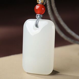 真玉新疆青白玉平安无事牌吊坠男女情侣款玉石项链挂件白玉牌玉佩