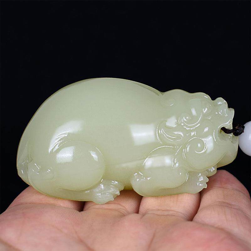 阿富汗玉貔貅手把件精雕苏工男女款招财守财玉石手玩件石英岩玉镯