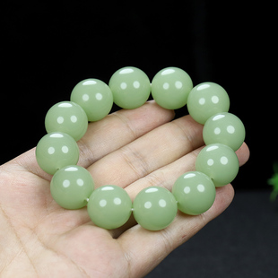 新疆和田色白玉手串玉石青白玉手链青玉18mm手珠散珠佛珠念珠
