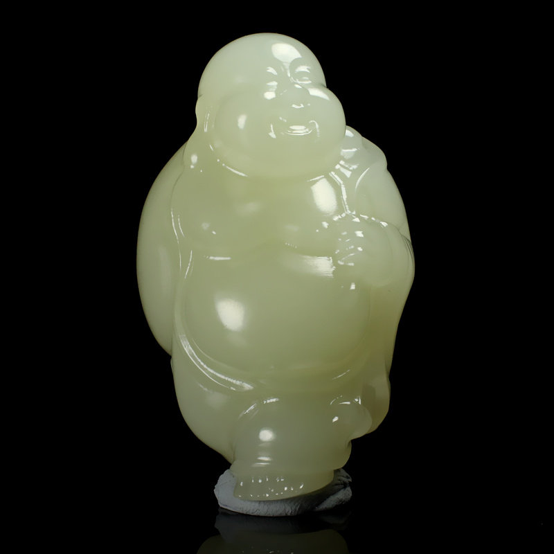 弥勒佛手把件天然真品青白玉佛公立体把玩件男女手玩件玉石玉挂件