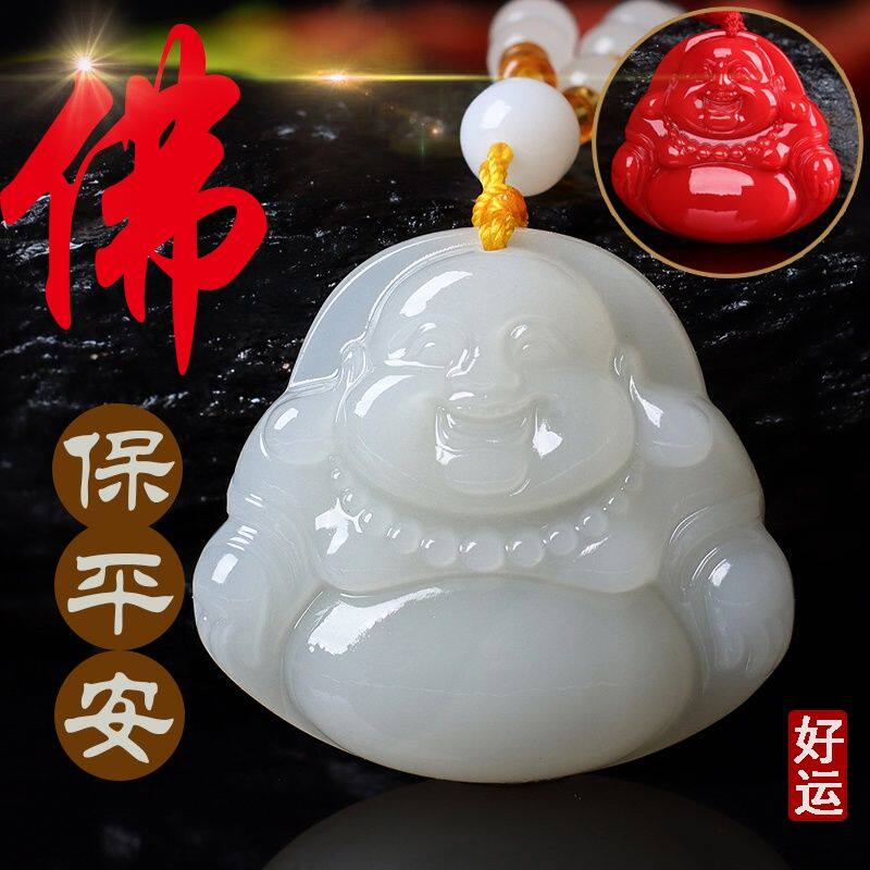 新款大肚弥勒佛玉佛吊坠女笑佛公项链挂件本命年招财好运平安礼物