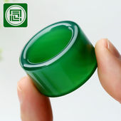 念玉天然绿玛瑙扳指环巴西玉髓扳指男士 啤酒瓶绿帝王真色不掉色