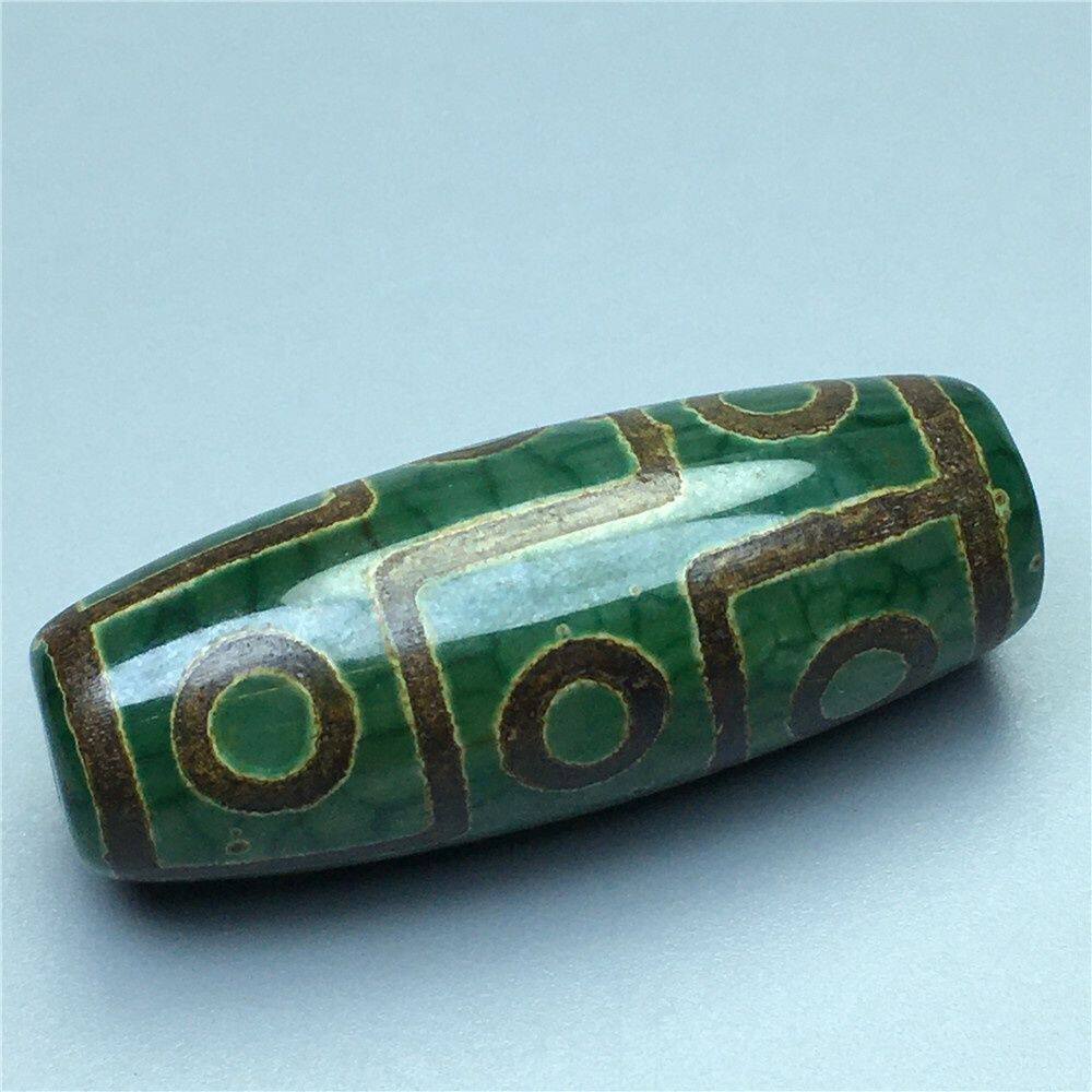 新款西藏老矿原石灰真品绿色九眼老天珠玛瑙玉髓一个项链吊坠