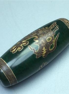 西藏天然真品绿色龙纹观音