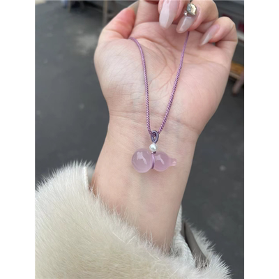 玛瑙玉髓葫芦吊坠粉紫色宝