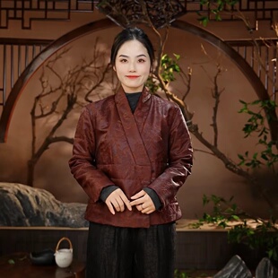 秋冬新中式 中国风提花气质高端加棉外套2033