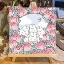 饰画 花中小兔数字油画填色儿童手工diy手绘丙烯可爱填充油彩装
