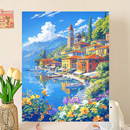 饰涂色油彩画 宫崎骏夏天数字油画手工diy动漫填充丙烯手绘填色装