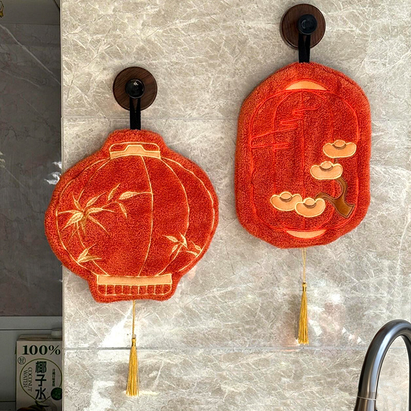 新年灯笼挂式擦手巾高颜值超强吸水加厚擦手布速干手帕珊瑚绒毛巾,居家布艺,手巾/手帕,淘宝优惠券,粉丝福利购,淘宝优惠卷