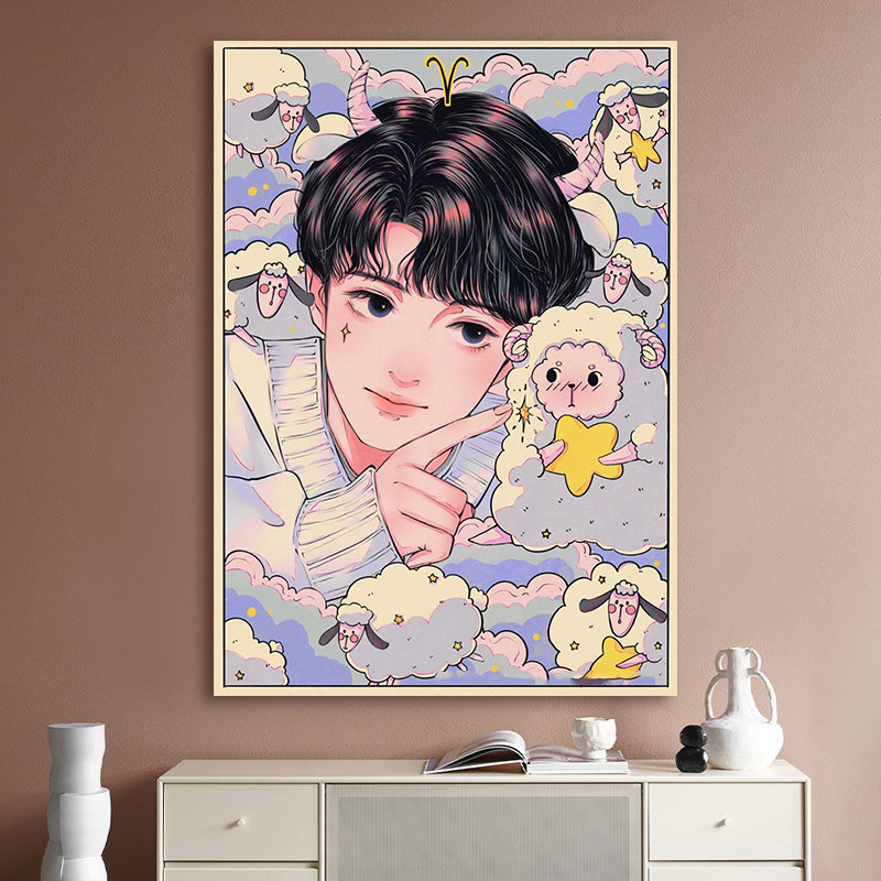 白羊座diy数字油画填充手绘丙烯手工画涂色填色油彩画治愈系画画