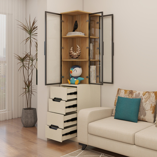 沙发边柜储物侧柜置物窄边架客厅角落床边书柜夹缝书架一体墙角柜