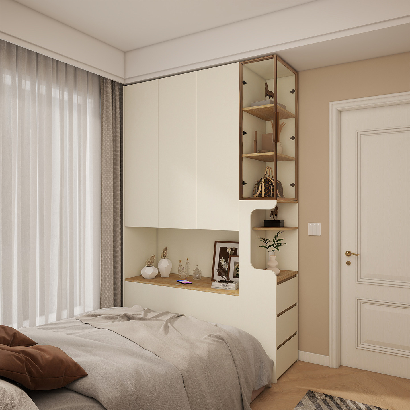 床尾缝隙置物柜小户型实木衣柜榻榻米床侧夹缝墙角床头储物柜定制