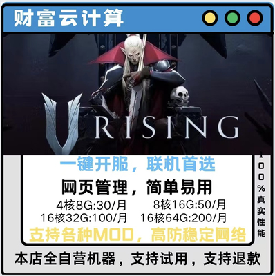 夜族崛起服务器租用国内高防网络一键开服VRising夜族稳定服务器