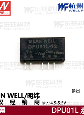 明纬DPU01L-12 1W 12V转±12V 非稳压双路输出DC-DC转换模块电源