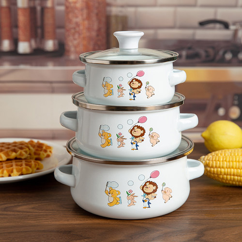 芙蓉润家食品级儿童迷你搪瓷汤锅