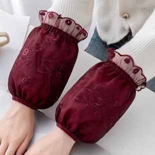 袖套女秋冬羽绒服专用护袖头防脏工作办公室女款蕾丝短款加肥加大